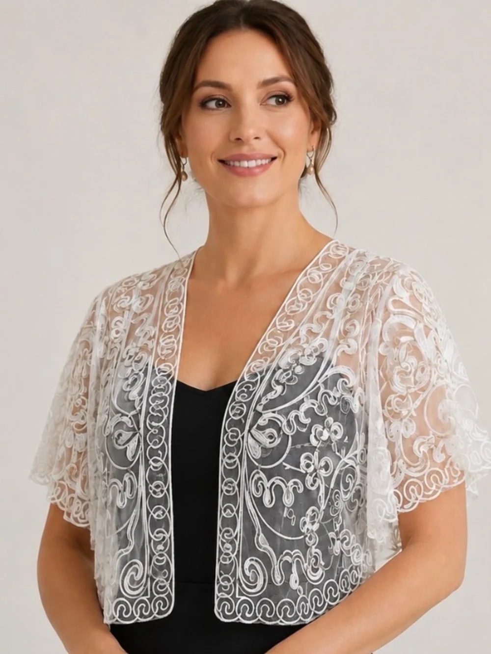#256⭐️WHITE LACE CAPE